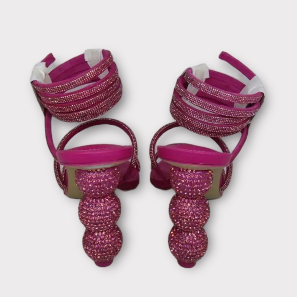 Cult Gaia Sandals Lislie Crystal Embellished Wrap Heels Sz 38 8 - Picture 10 of 13
